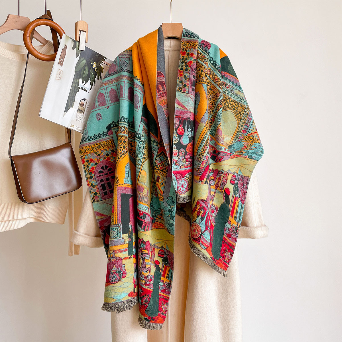 Cashmere Throw Blanket - Women Imitation Cashmere Scarf Reversible Kerchief