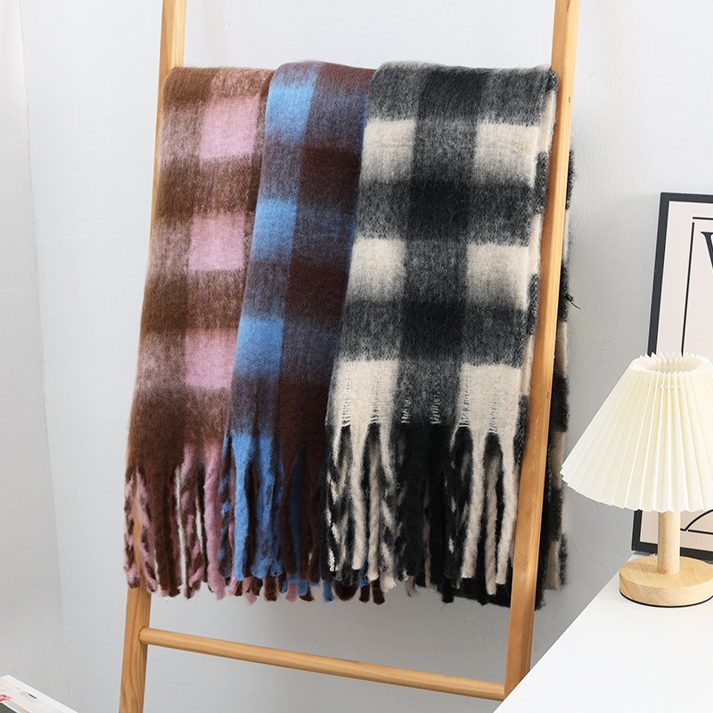 Winter New Plaid Luxury Big Sc - Cashmere Throw Blanket 评论和价格