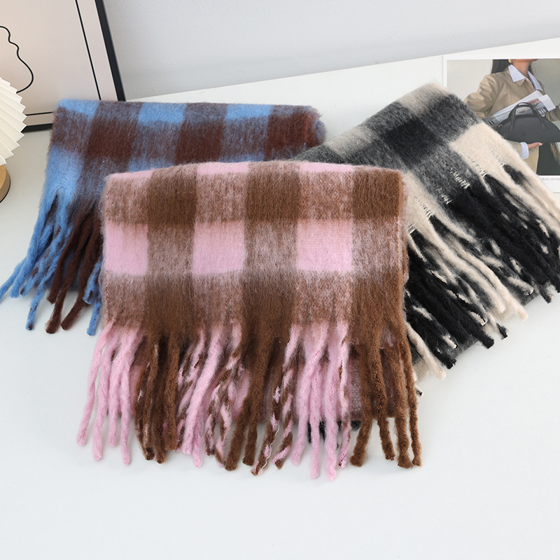 Winter New Plaid Luxury Big Sc - Cashmere Throw Blanket 评论和价格