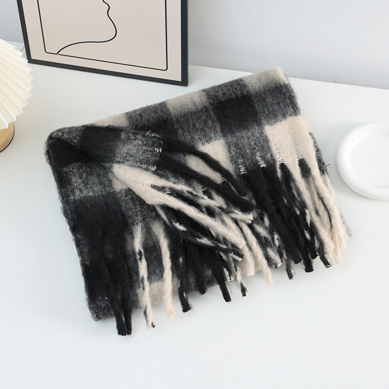 Winter New Plaid Luxury Big Sc - Cashmere Throw Blanket 评论和价格