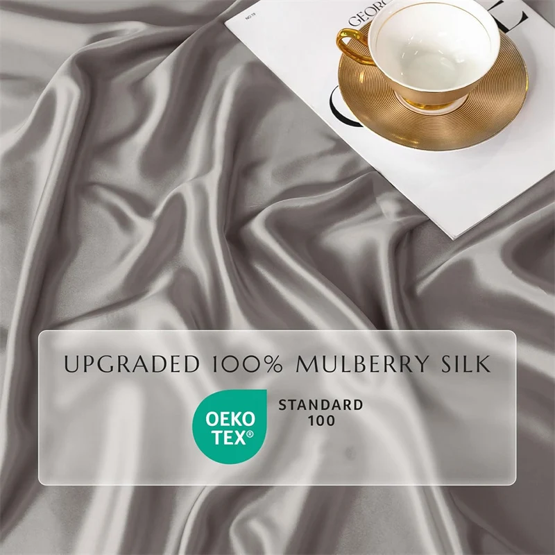 100% Mulberry Silk 4/6pcs Bed  - Silk Pillowcase Set 评论和价格
